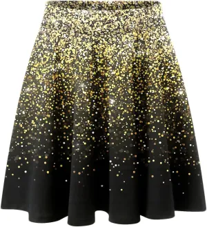 2023 Skirt Women's Fashion Short Skirt Womens A Line Midi Skirt High Elastic Waist Sequin Skirts Pleated Ruffle