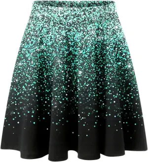 2023 Skirt Women's Fashion Short Skirt Womens A Line Midi Skirt High Elastic Waist Sequin Skirts Pleated Ruffle