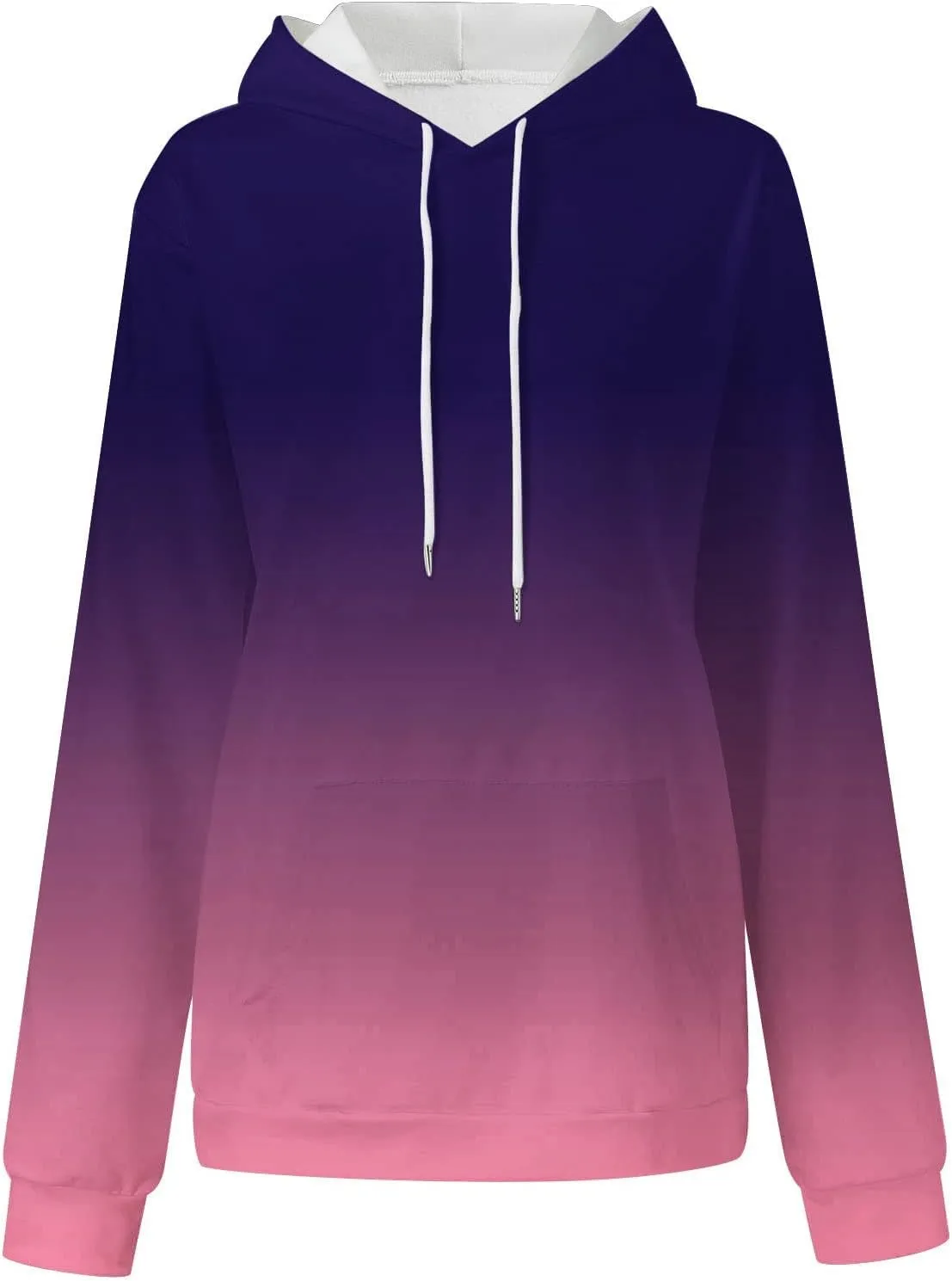 2024 Hoodies for Women Y2K Gradient Print Oversized Sweatshirt Casual Drawstring Hooded Pullover with Pocket
