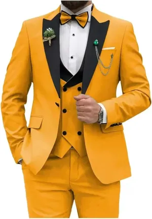 3 Pieces Mens Suit Classic Fit Blazer Dress Business Wedding Jacket Vest Pants Tuxedo Set