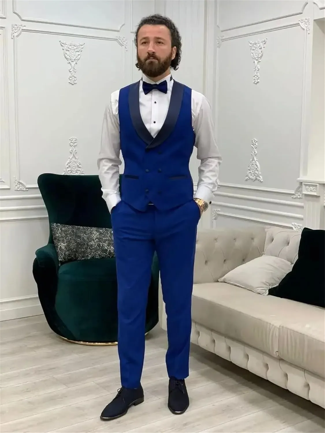 3 Pieces Mens Suit Classic Fit Blazer Dress Business Wedding Jacket Vest Pants Tuxedo Set