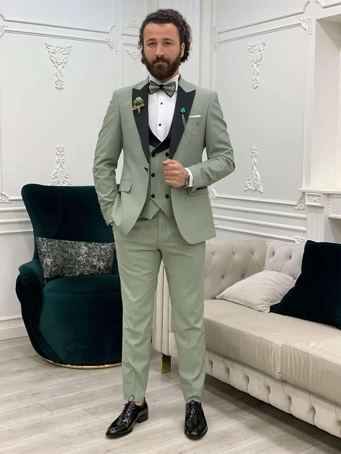 3 Pieces Mens Suit Classic Fit Blazer Dress Business Wedding Jacket Vest Pants Tuxedo Set
