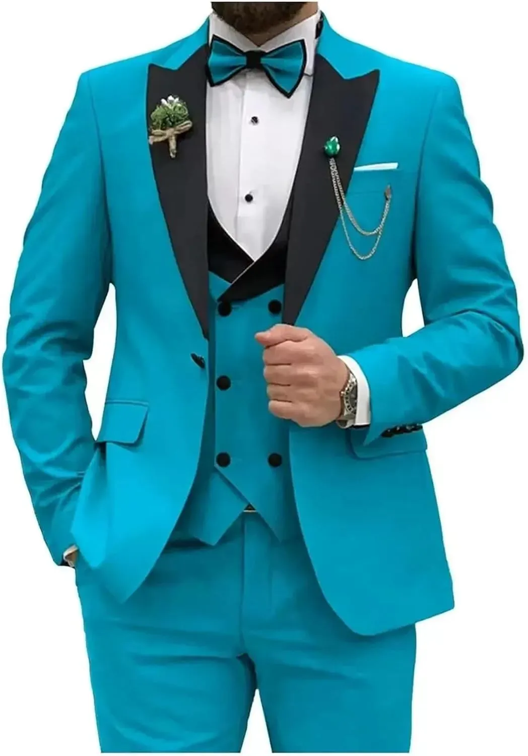 3 Pieces Mens Suit Classic Fit Blazer Dress Business Wedding Jacket Vest Pants Tuxedo Set
