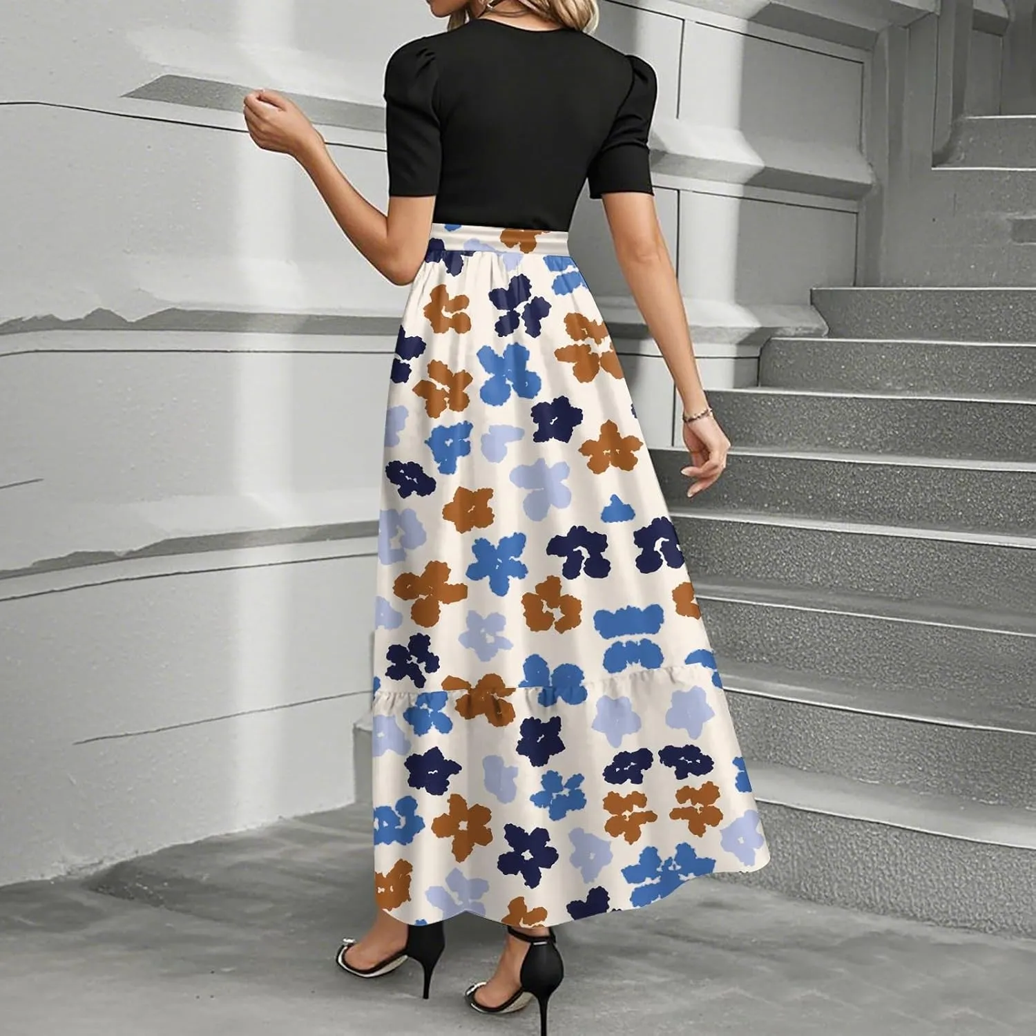 A Line Dresses for Women 2025 Elegant Classy Empire Waist Short Sleeve Wedding Guest Dress Summer Work Wrap Sundress