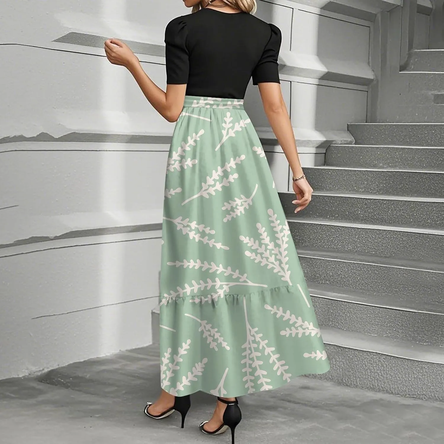 A Line Dresses for Women 2025 Elegant Classy Empire Waist Short Sleeve Wedding Guest Dress Summer Work Wrap Sundress