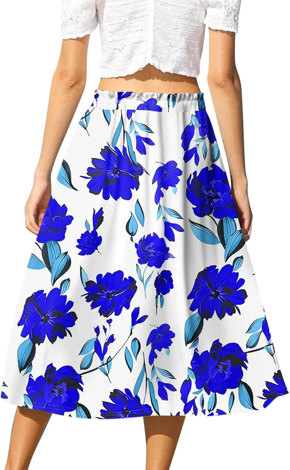 ADHOWBEW Maxi Skirts for Women Cute Casual Flowy Trendy Midi Length Ruffle High Waisted A Line Plus Size Beach Spring Skirts
