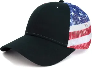 American Flag Printed Mesh Back Structured Trucker Cap