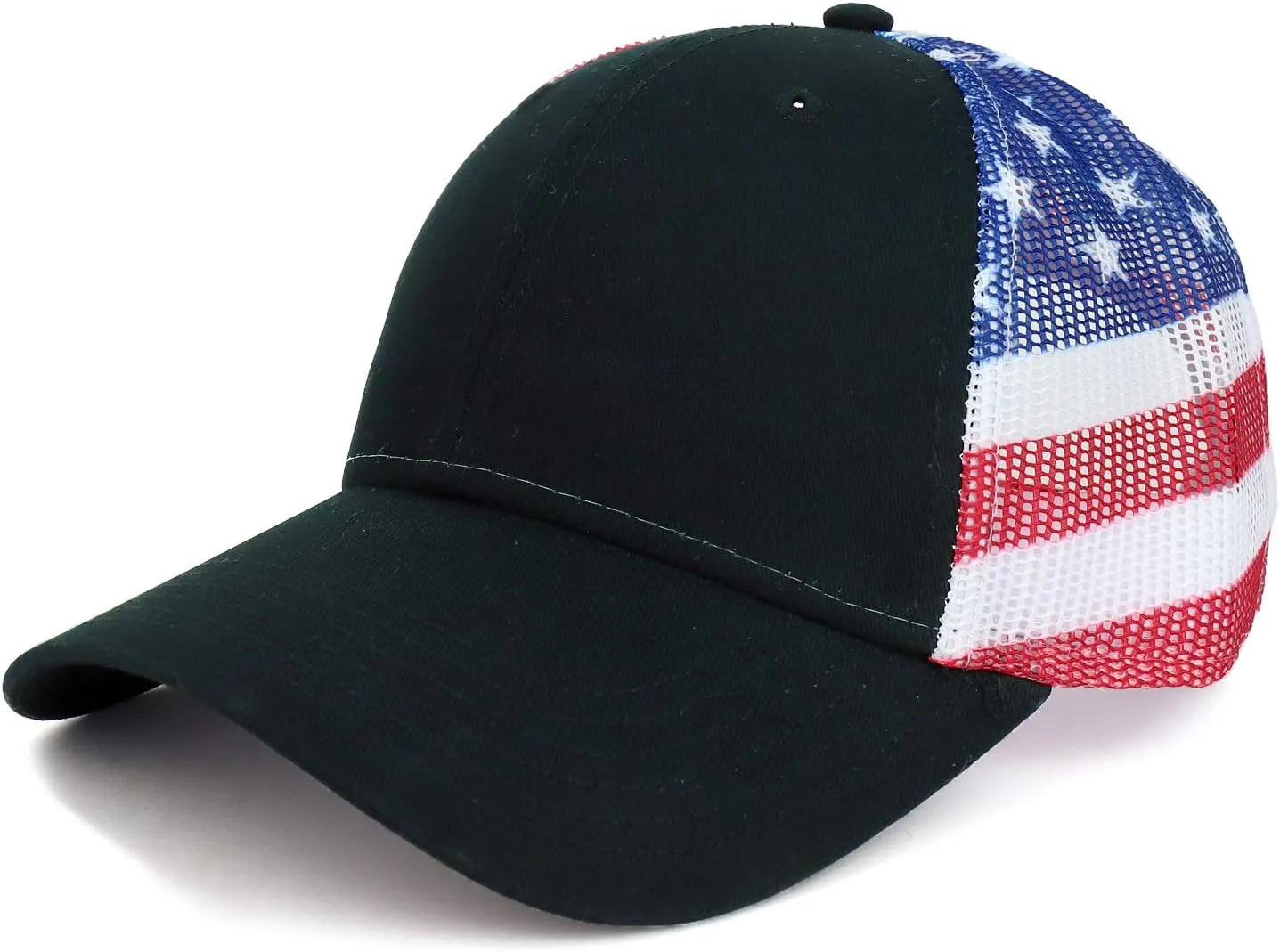 American Flag Printed Mesh Back Structured Trucker Cap