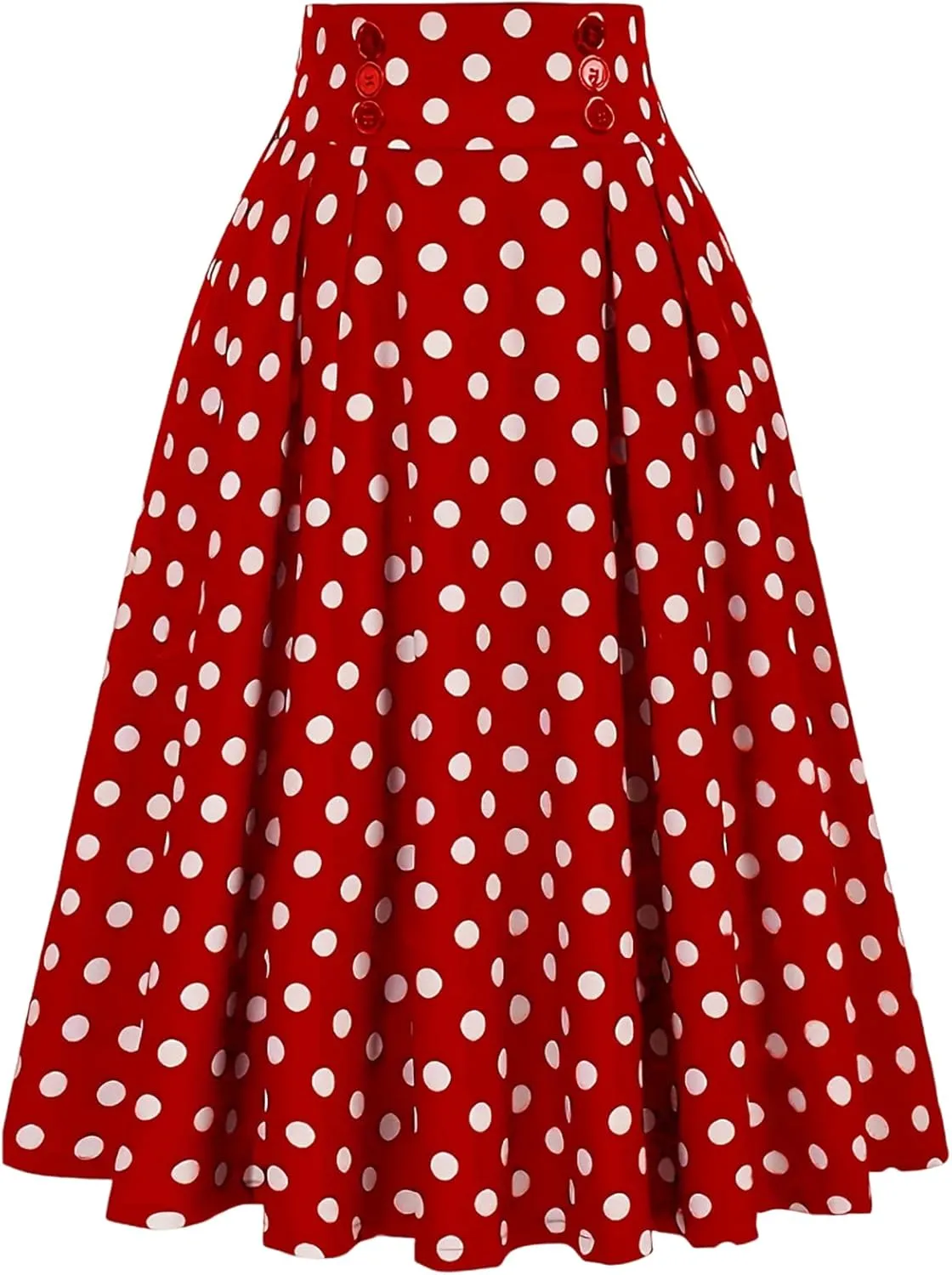 BAXLIMEK Pleated Skirts for Women,2025 Spring Summer Elegant Button High Waist A-Line Midi Skirts,Flowy Swing Boho Skirts