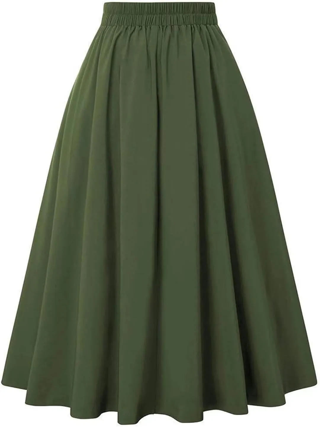 BAXLIMEK Pleated Skirts for Women,2025 Spring Summer Elegant Button High Waist A-Line Midi Skirts,Flowy Swing Boho Skirts