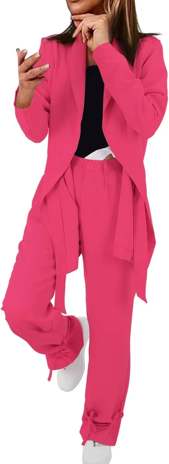 Blazer for Women Long Sleeve Lapel Tighten Waist Mid-Length Style Work Jacket Elegant Comfort Fit Dressy Lightweight