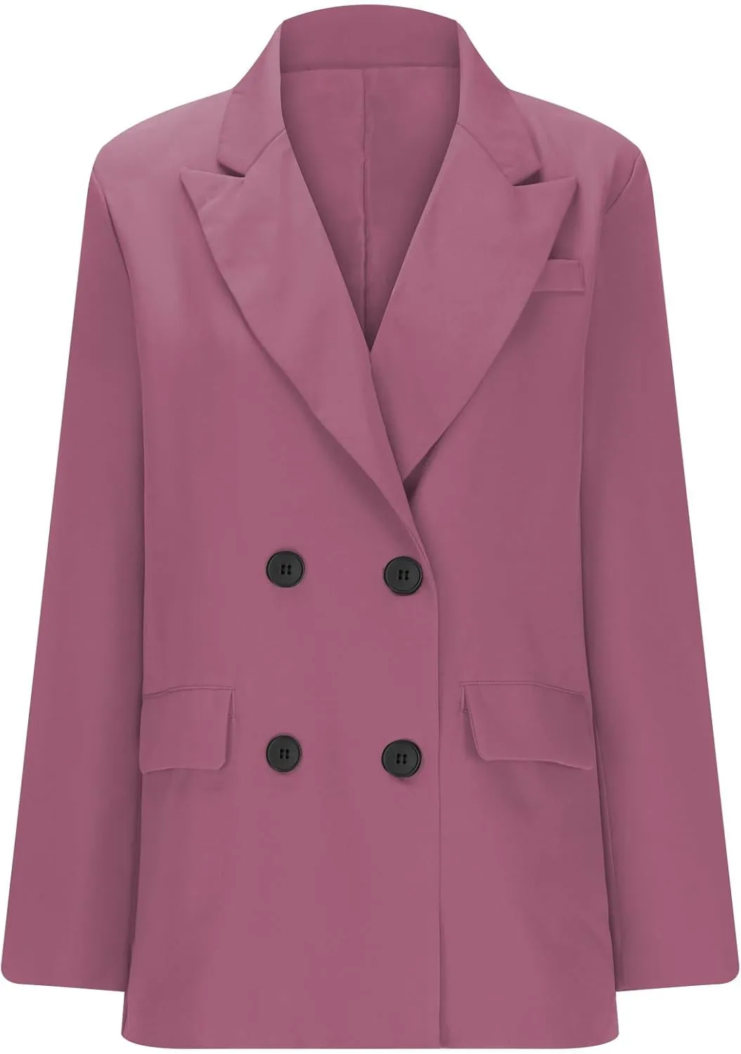 Blazers for Women Business Casual Double Breasted Oversized Suit Jackets Long Sleeve Notched Lapel Solid Color Blazer