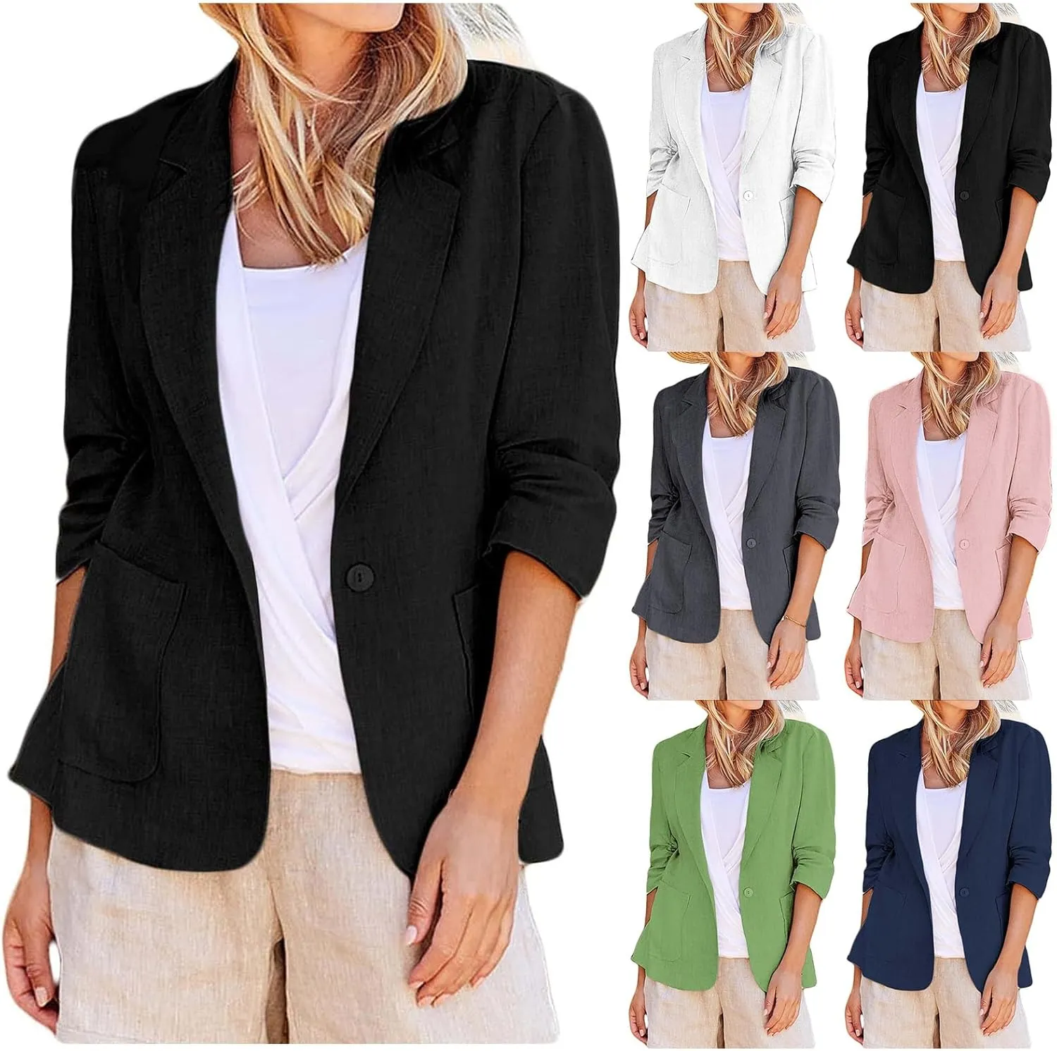 Blazers for Women Business Casual Long Sleeve Jacket Open Front Work Office Blazers Lightweight Jackets Outfits