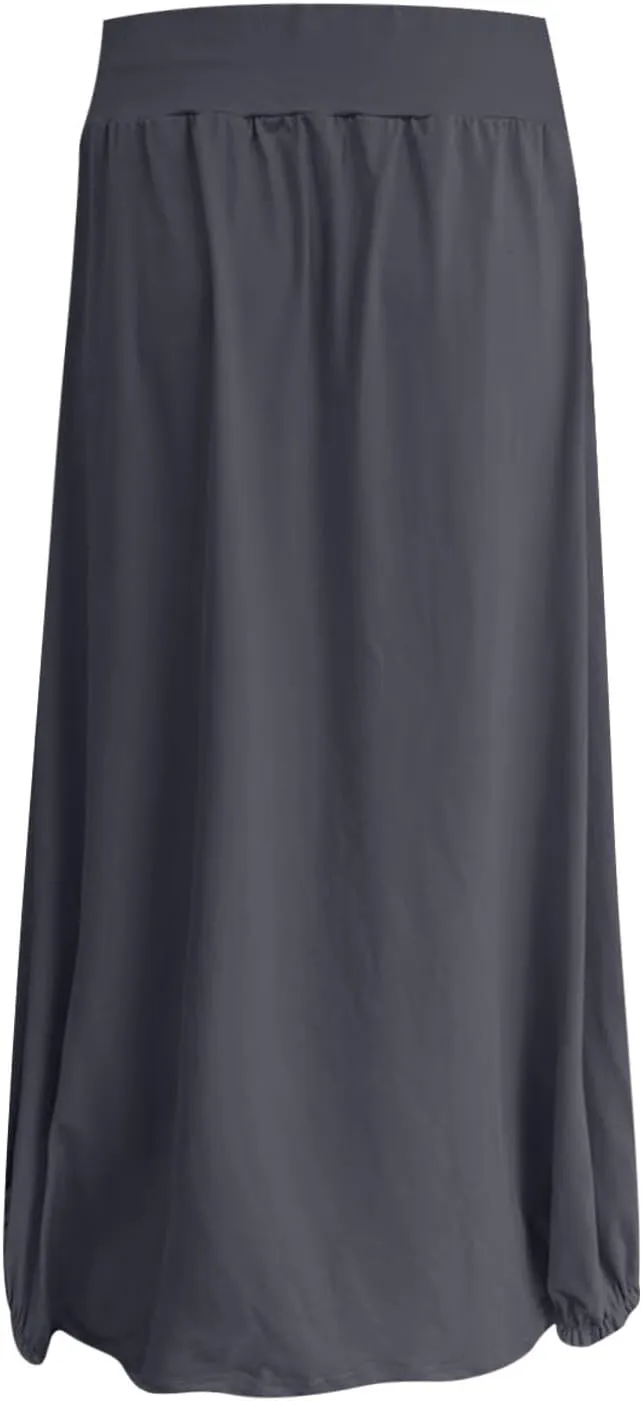 Boho Skirts for Women Comfy Pleated Flowy Long Beach Skirt Lightweight Breathable Soft Elastic Waist Tulle Skirt