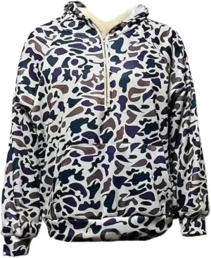 Camo Hoodie Oversized Quarter Zip Pullover Women Cute Camo Zip Up Hoodie Colorful Patchwork Cheetah Hoodies Y2k Trendy