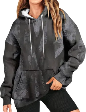 Camo Hoodie Womens Maple Leaf Print Sweatshirts Casual Long Sleeve Camo Sweatshirt with Pockets Y2k Hoodies