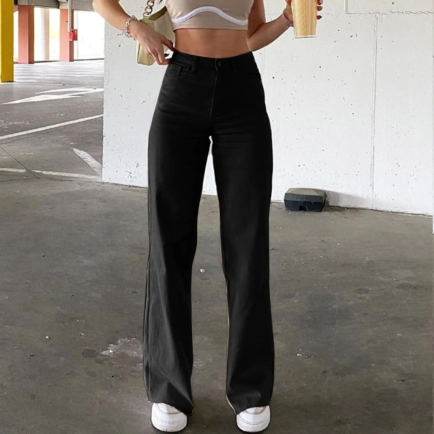Cargo Jeans for Women Low Rise Bell Bottoms Trendy Straight Leg Stretch Denim Pants Flare Jeans Bootcut Bell Bottom