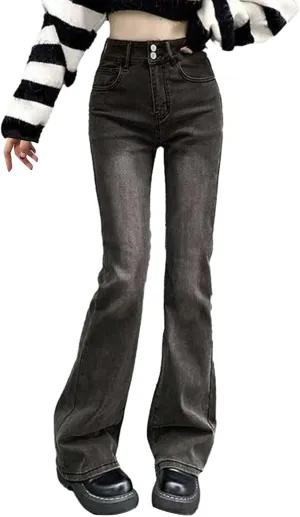 Cargo Jeans for Women Low Rise Bell Bottoms Trendy Straight Leg Stretch Denim Pants Flare Jeans Bootcut Bell Bottom