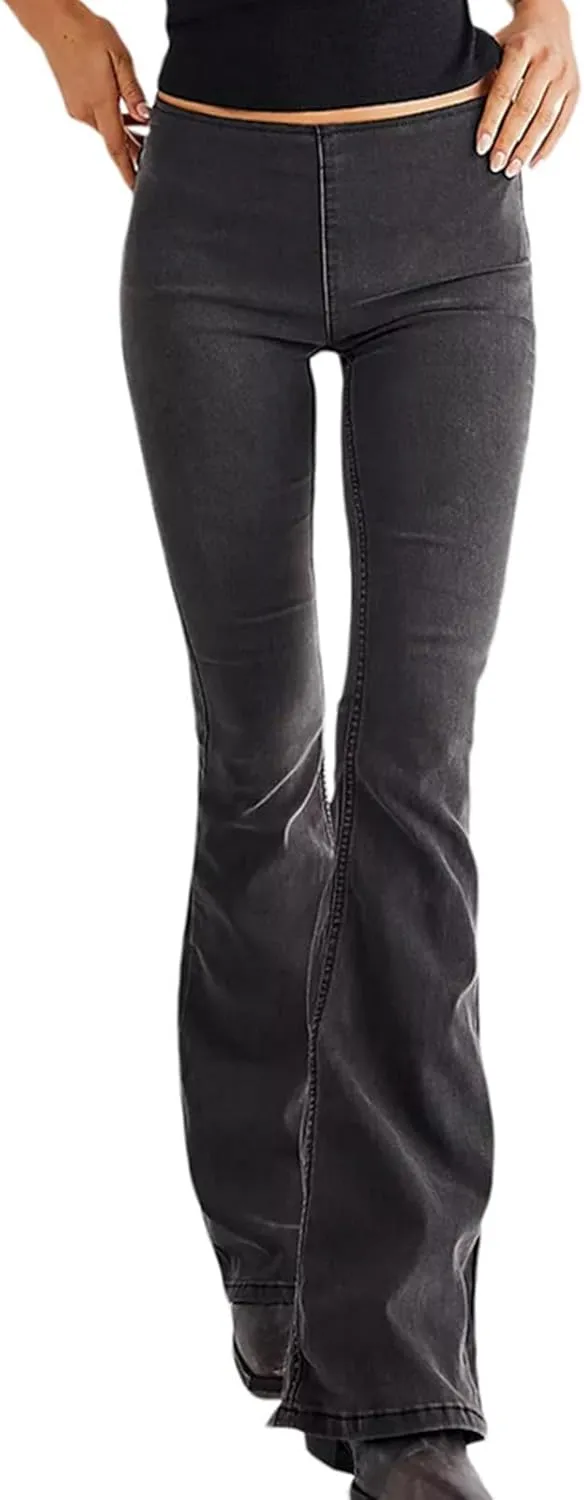Cargo Jeans for Women Low Rise Bell Bottoms Trendy Straight Leg Stretch Denim Pants Flare Jeans Bootcut Bell Bottom