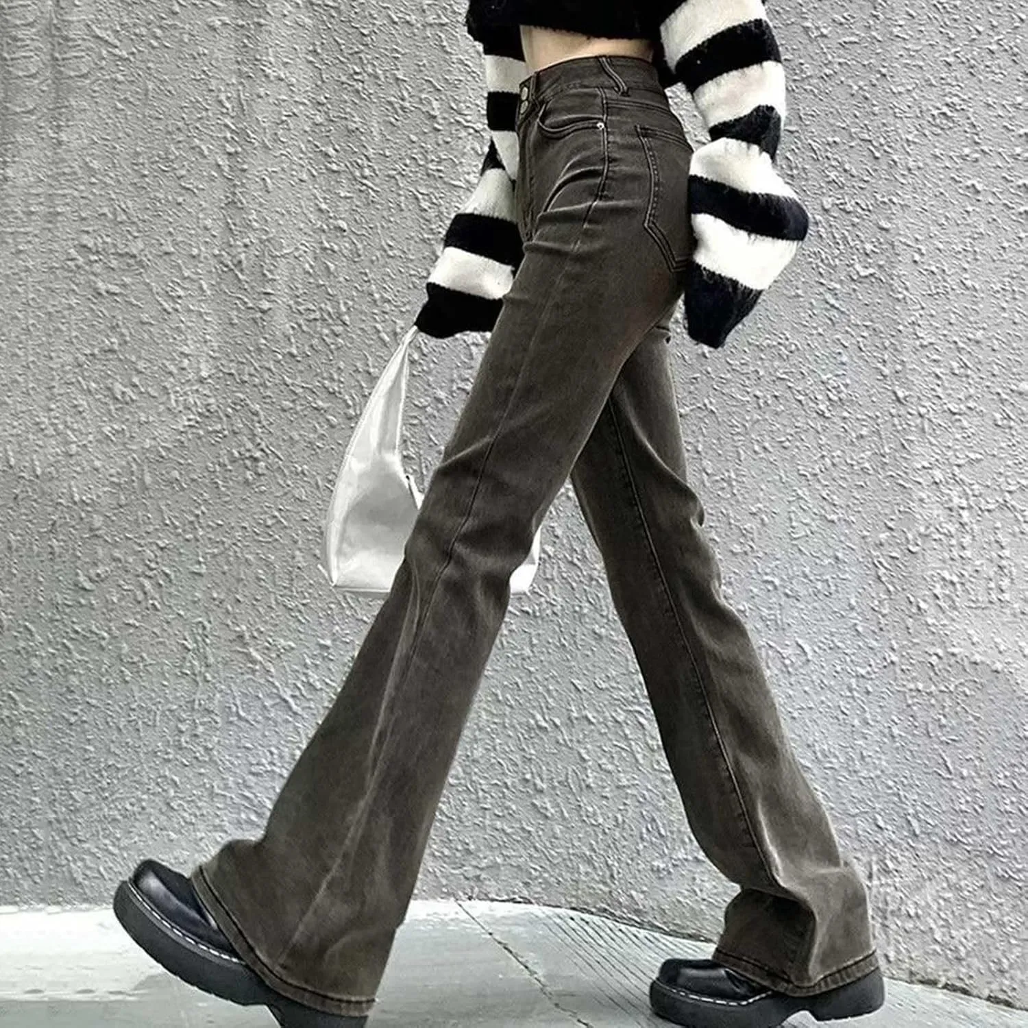 Cargo Jeans for Women Low Rise Bell Bottoms Trendy Straight Leg Stretch Denim Pants Flare Jeans Bootcut Bell Bottom
