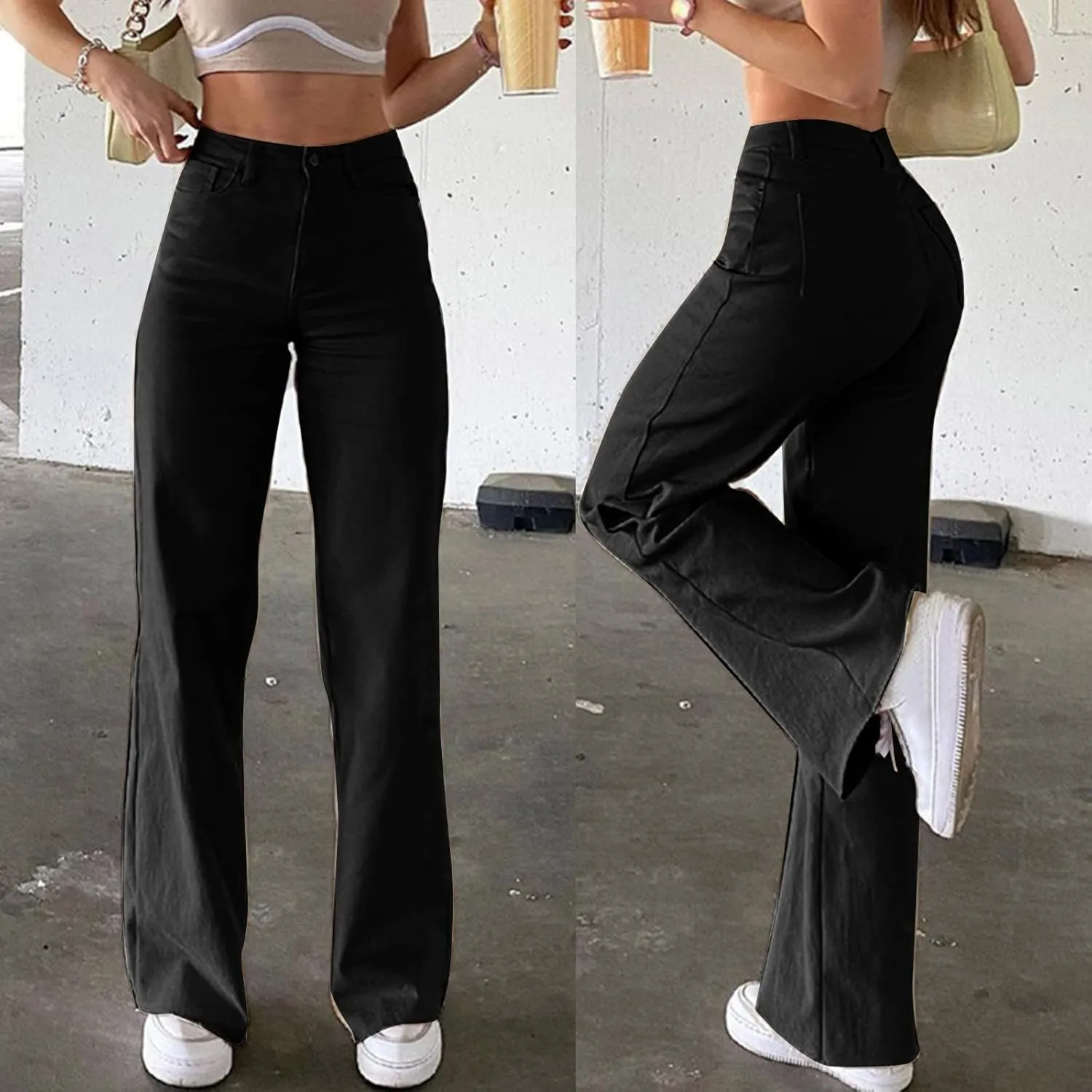 Cargo Jeans for Women Low Rise Bell Bottoms Trendy Straight Leg Stretch Denim Pants Flare Jeans Bootcut Bell Bottom