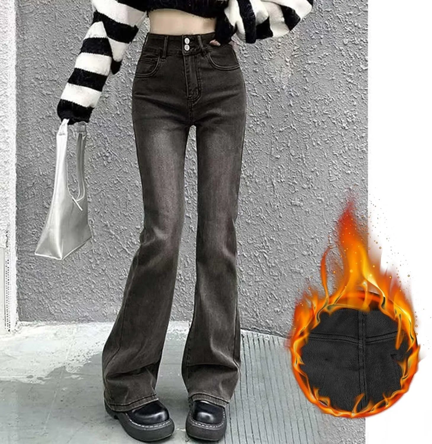 Cargo Jeans for Women Low Rise Bell Bottoms Trendy Straight Leg Stretch Denim Pants Flare Jeans Bootcut Bell Bottom