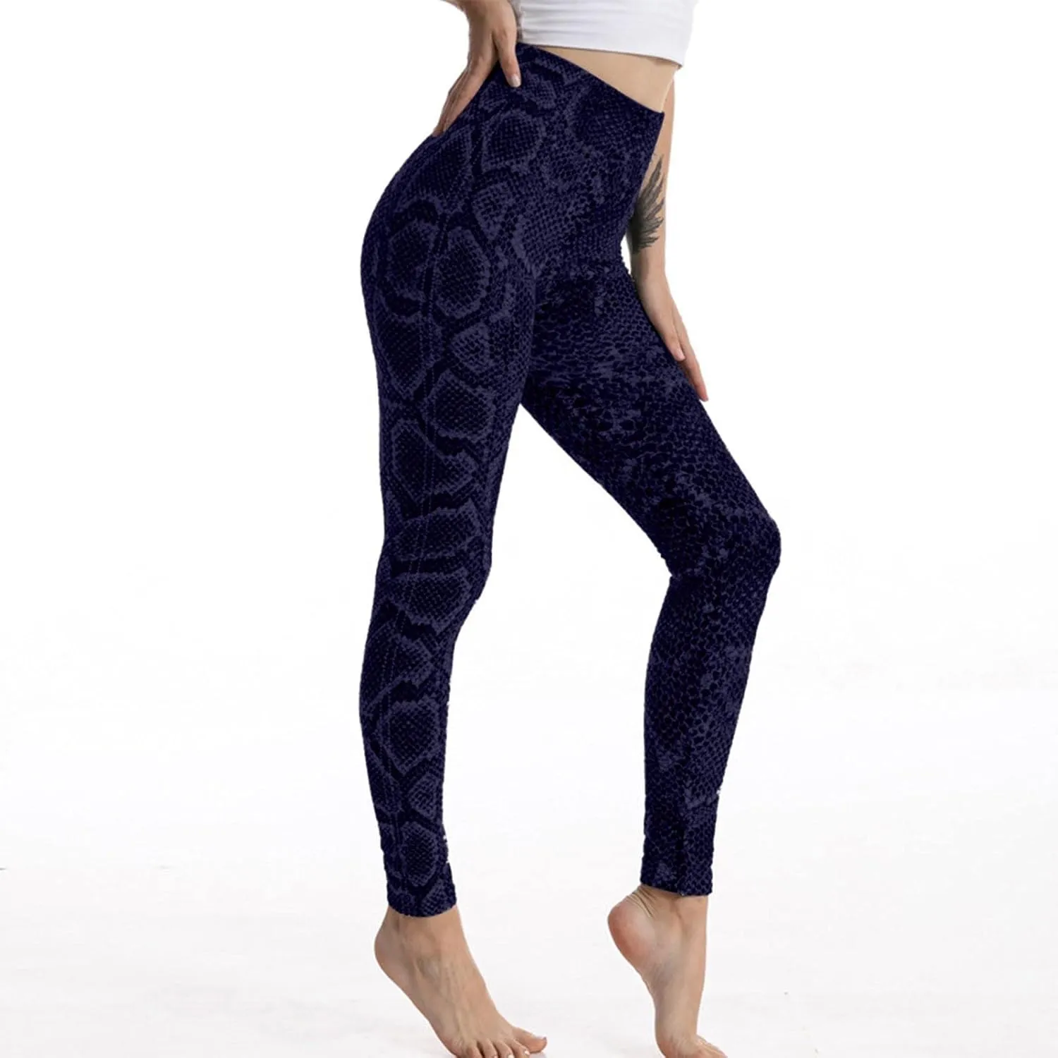 Casual Leggings for Women High Waist Printed Tummy Control Butt Lifting Pants Slimming Workout Compression Athletic Tights