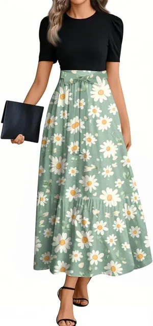 Church Outfits for Women 2025 Plus Size Floral Maxi Dress Elegant Wrap A Line Wedding Guest Outfit