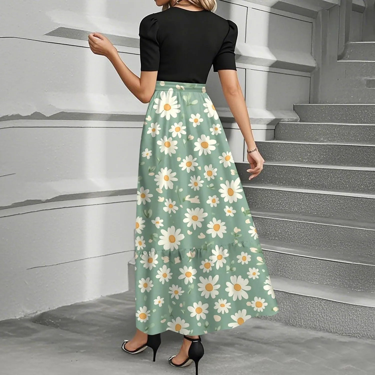 Church Outfits for Women 2025 Plus Size Floral Maxi Dress Elegant Wrap A Line Wedding Guest Outfit