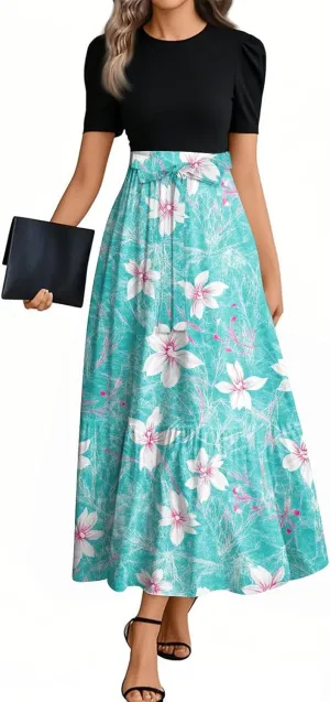 Church Outfits for Women 2025 Plus Size Floral Maxi Dress Elegant Wrap A Line Wedding Guest Outfit