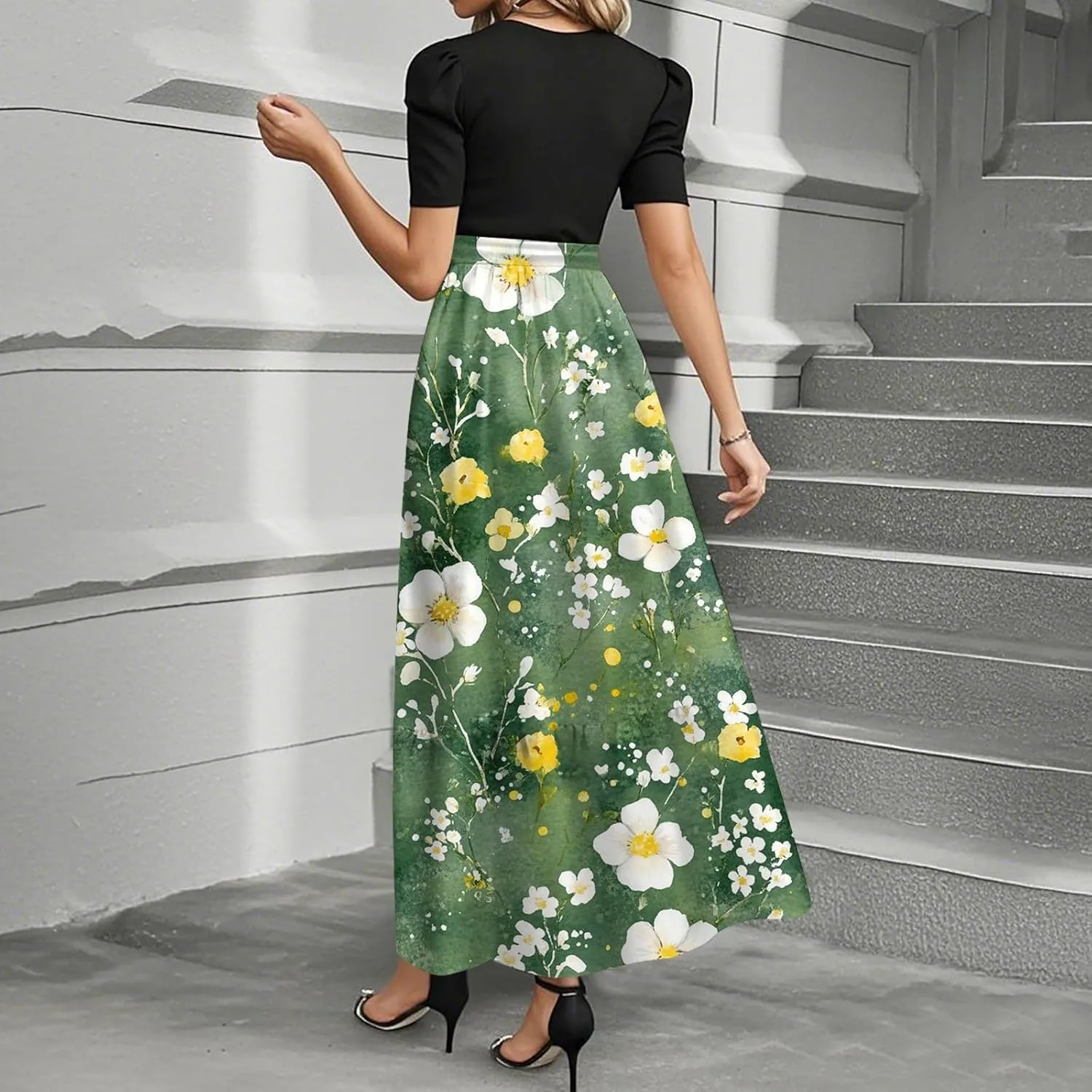 Church Outfits for Women 2025 Plus Size Floral Maxi Dress Elegant Wrap A Line Wedding Guest Outfit