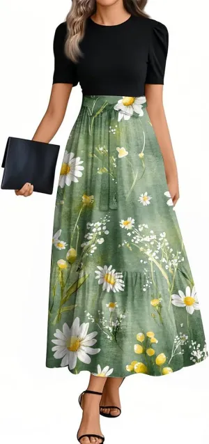 Church Outfits for Women 2025 Plus Size Floral Maxi Dress Elegant Wrap A Line Wedding Guest Outfit