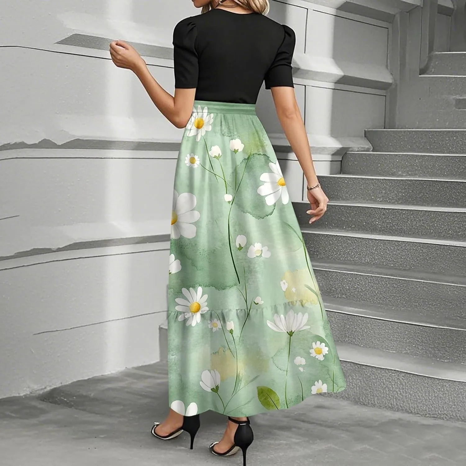 Church Outfits for Women 2025 Plus Size Floral Maxi Dress Elegant Wrap A Line Wedding Guest Outfit