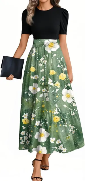 Church Outfits for Women 2025 Plus Size Floral Maxi Dress Elegant Wrap A Line Wedding Guest Outfit