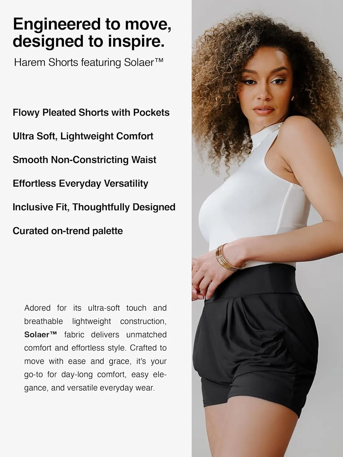 Conceited Womens Shorts with Pockets - Ultra Soft Stretch - High Rise - Casual - Pleated