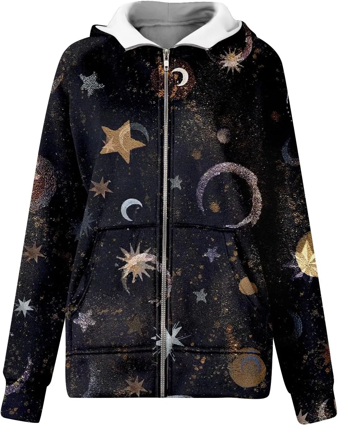 COTECRAM Womens Full Zip Up Hoodie Long Sleeve Oversized Graphic Sweatshirt Fall Jacket with Pockets Fashion Clothes 2024