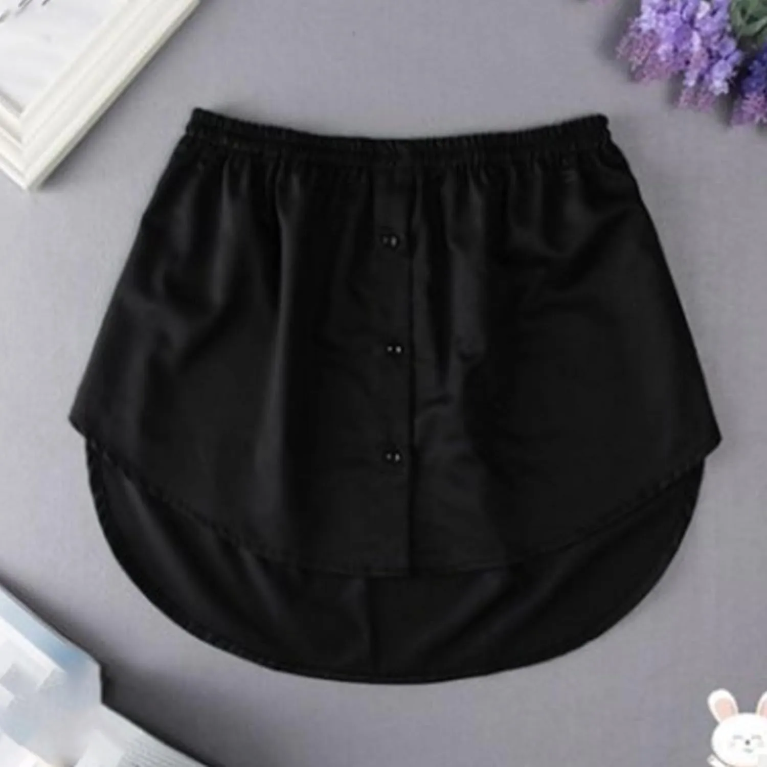 Cotton Bottom Skirt Extender for Layering Half Shirts Removable Layering Half Length Underskirt with Buttons