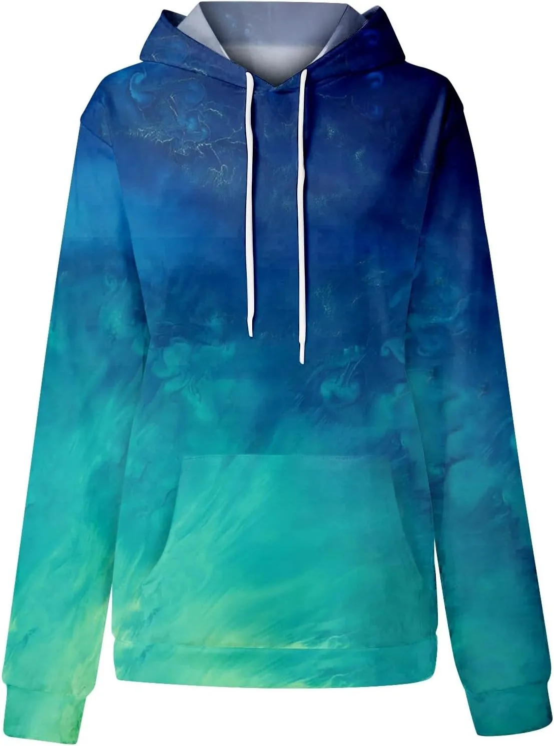 Cute Hoodies For Women Long Sleeve Sweatshirts Tie Dye Patchwork Hoodies Pullover Drop Shoulder Fall Tops With Pocket