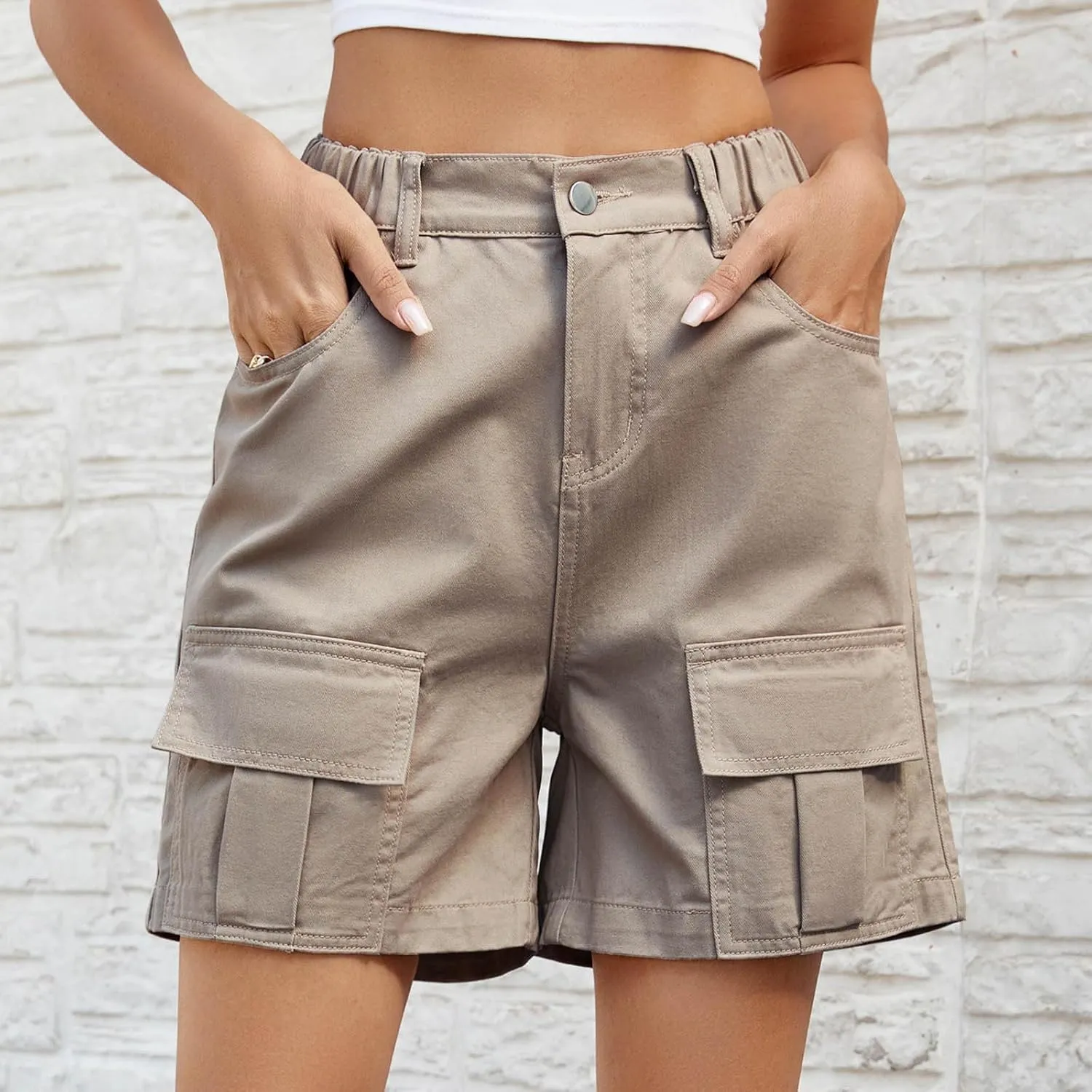 Denim Shorts for Women Fashion Stretch Wide Leg Loose Jean Shorts Comfy Teen Girls Elastic Drawstring High Wasit Jeans