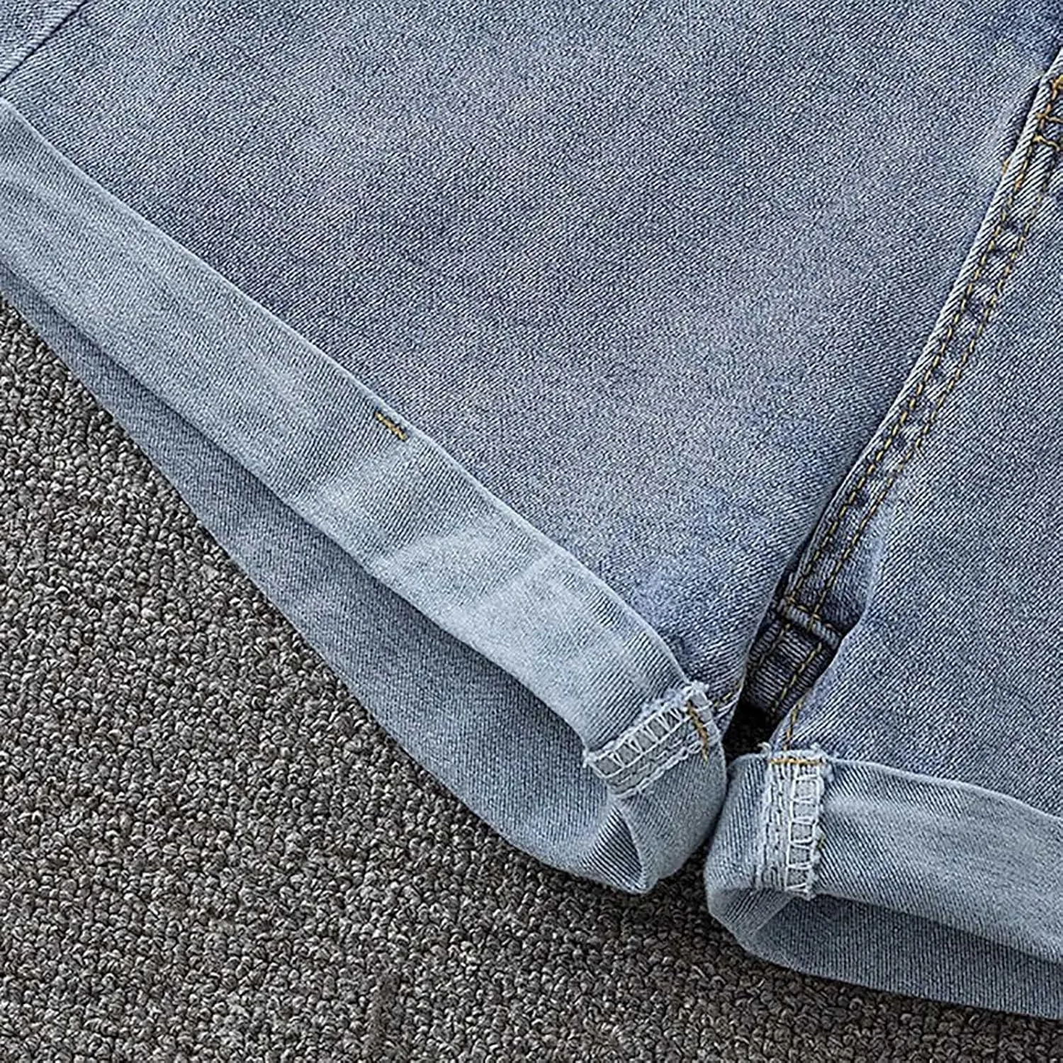 Denim Shorts Women High Waisted Y2K Rolled Hem Distressed Jean Short Stretchy Casual Trendy Shorts with Pockets
