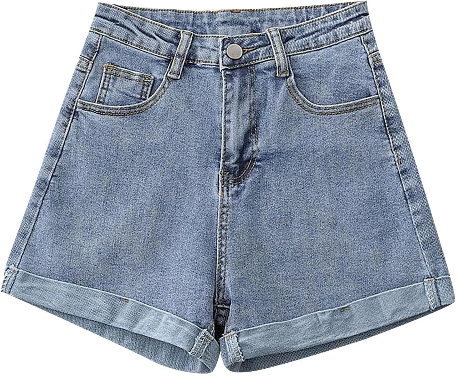 Denim Shorts Women High Waisted Y2K Rolled Hem Distressed Jean Short Stretchy Casual Trendy Shorts with Pockets