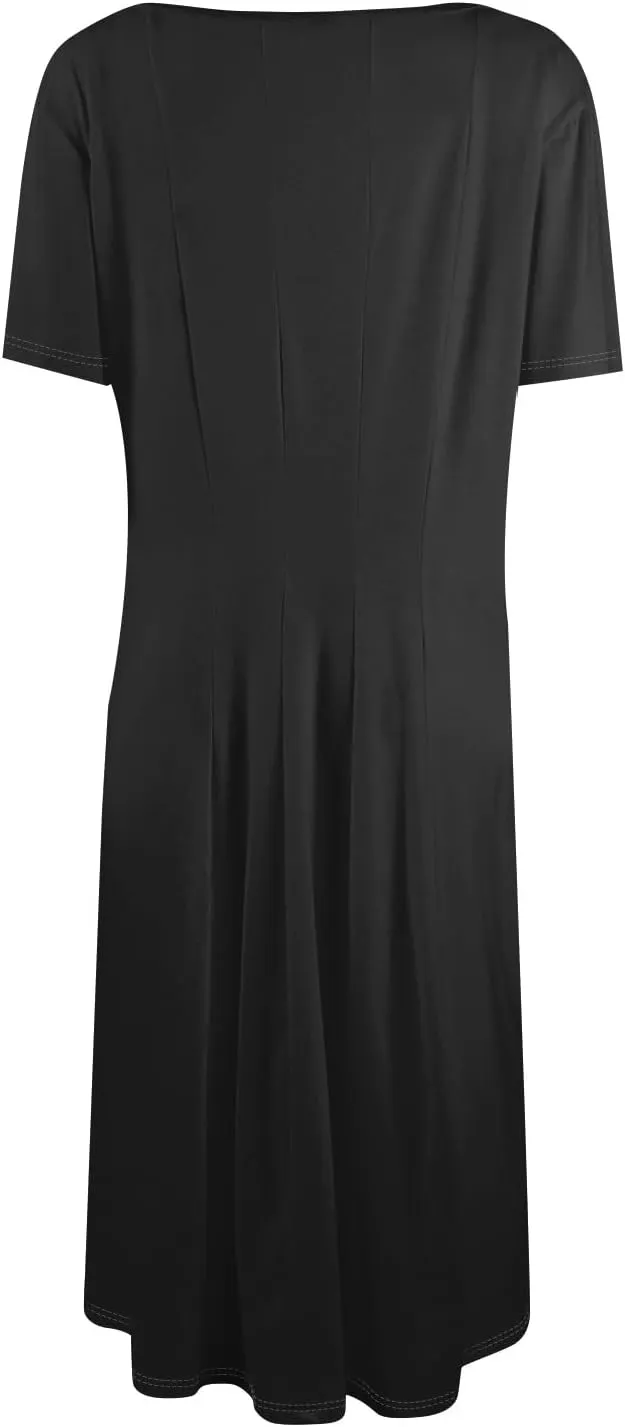 Dress for Women Summer Short Sleeve Wrap Dress Empire Waist Flower Dresses Round Neck Boho Midi Dresses with Pockets