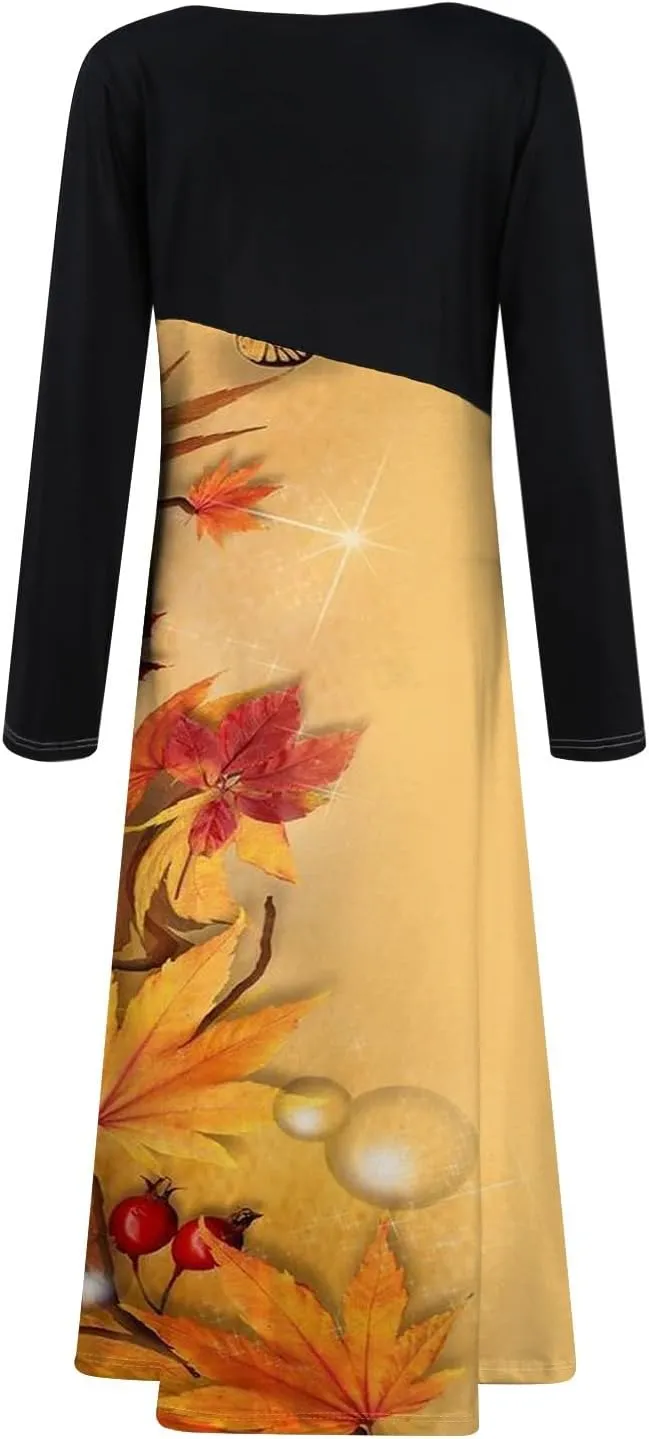 Dresses for Women 2025 Spring V Neck Long Sleeve Midi Elegant Vacation Cute Ladies Fashion Office Dress