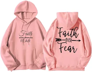 faith over fear hoodies for women teen girls aesthetic sweatshirts oversized fall clothes Casual Long Sleeve pullover