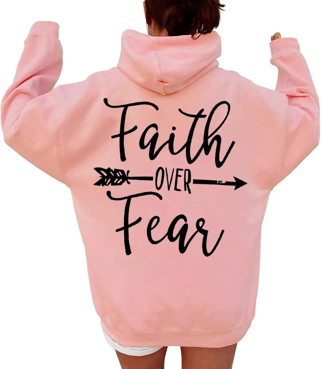 faith over fear hoodies for women teen girls aesthetic sweatshirts oversized fall clothes Casual Long Sleeve pullover