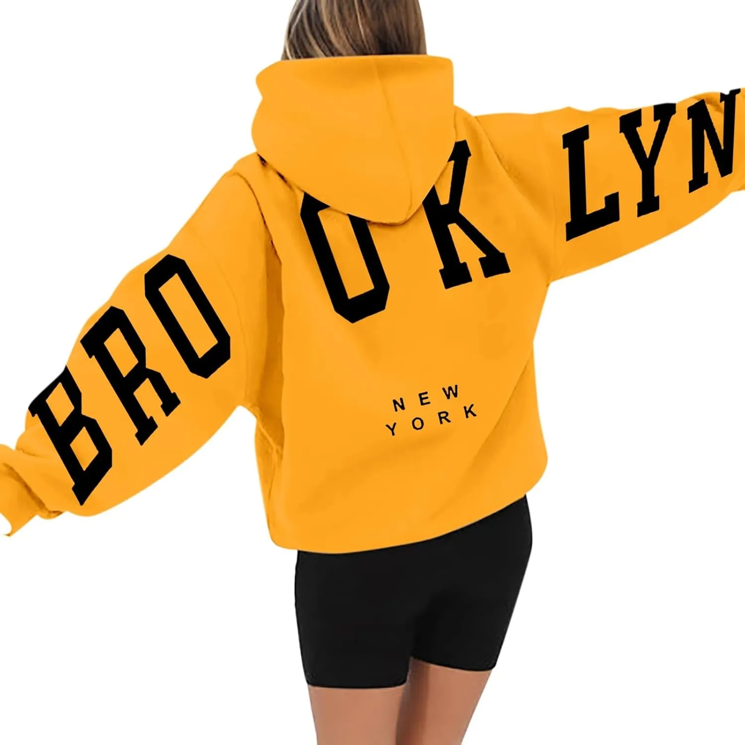 Fall Clothes 2024 Trendy Outfits Letter Printed Hoodie V Neck Fleece Sweatshirts Oversized Sweatshirt for Women