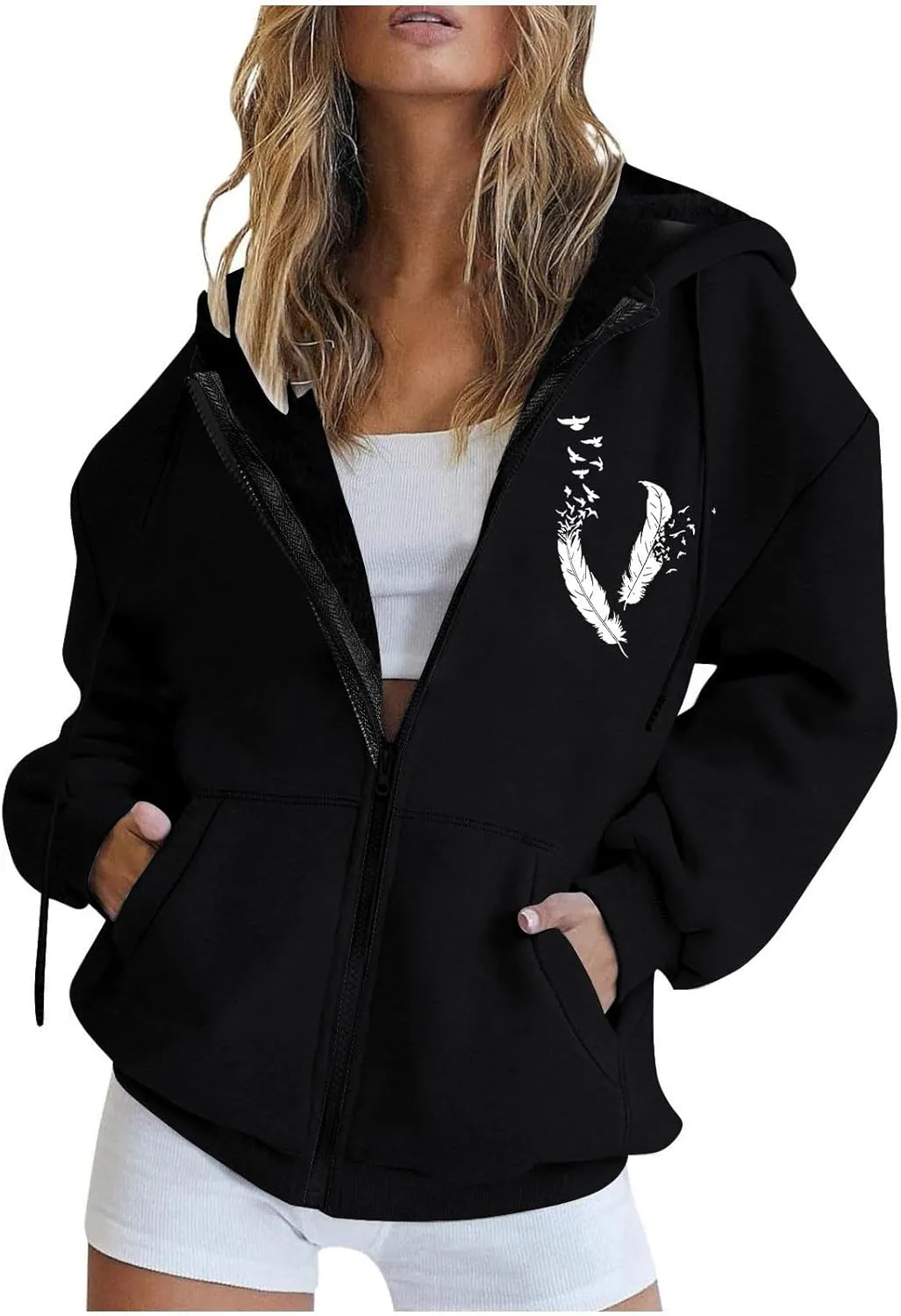 Fall Jacket For Women Trendy Oversized Sweatshirts Teen Girls Trendy y2k Clothes Printed Full Zip Up Hoodies