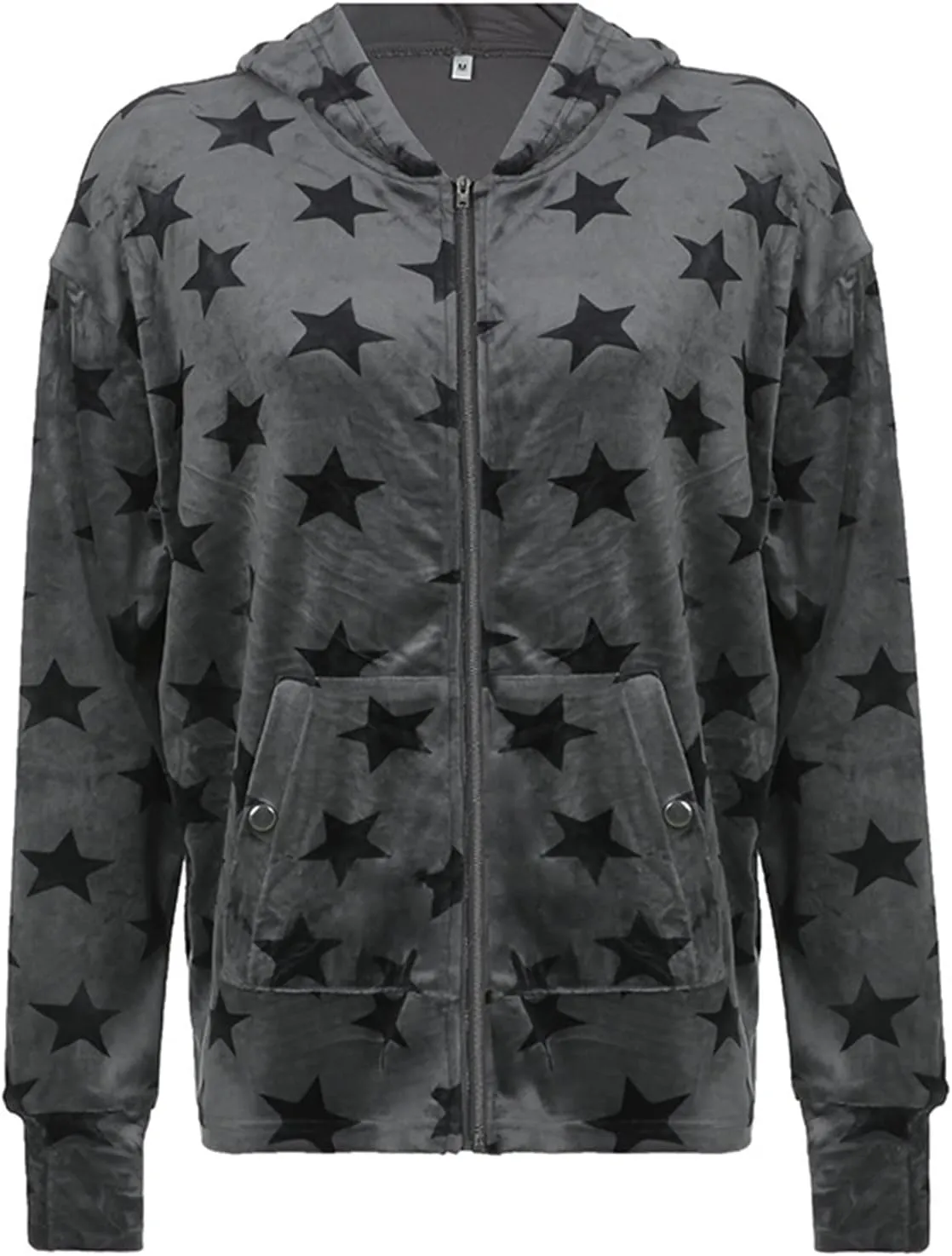 Faretumiya Y2k Hoodies Shirts Long Sleeve Oversized Full Zip Baggy Sweatshirt Printed Punk Harajuku Jacket Grunge Streetwear