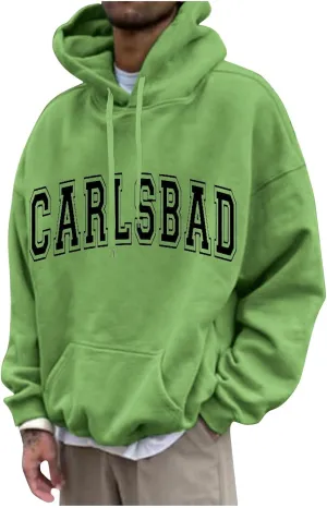 Fashion 2024 Fall Men's Hooded Sweatshirt Printed Oversized Long Sleeve Drawstring Pullover Hoodies with Pockets