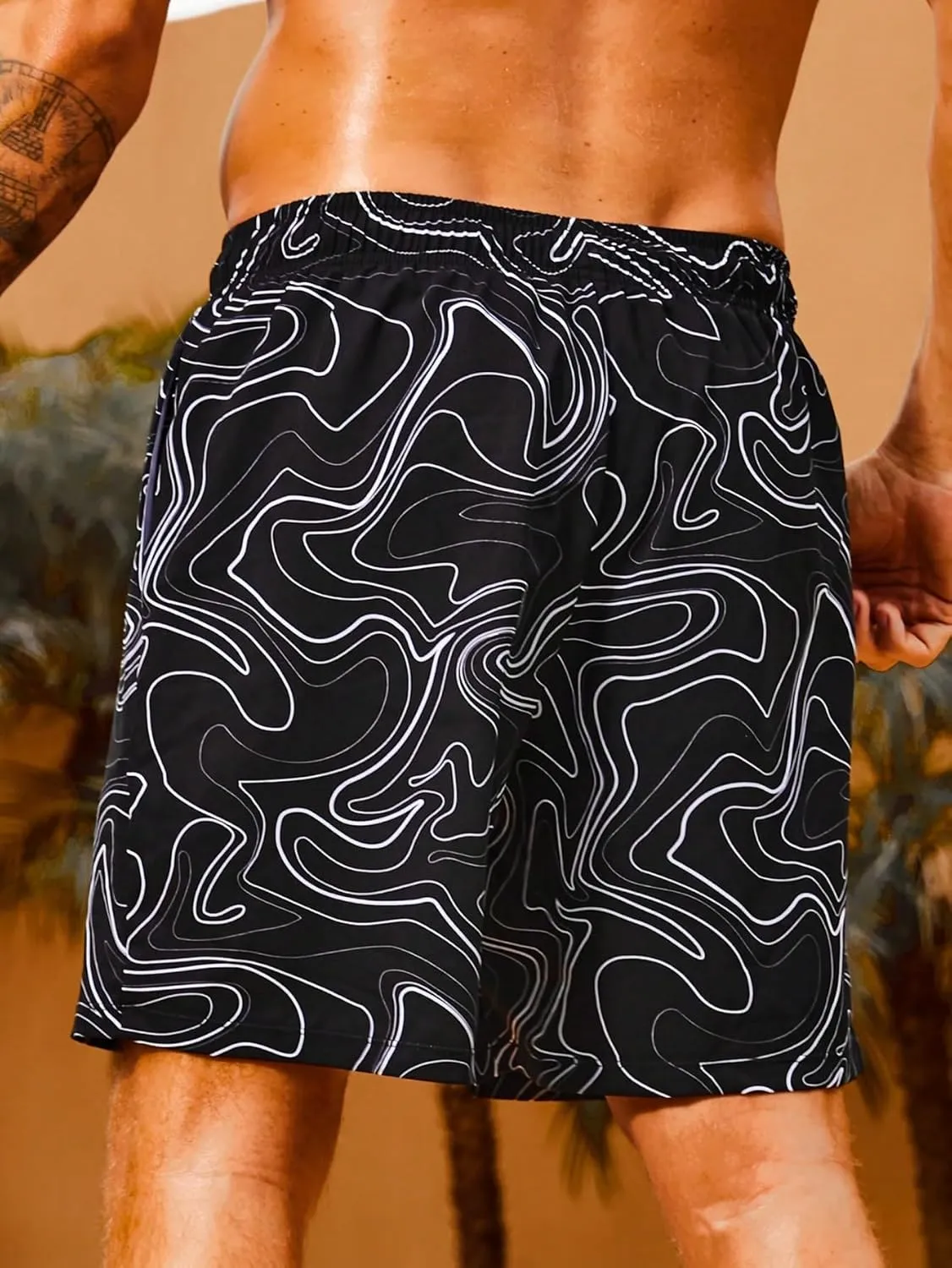 Floerns Men's Swim Trunks with Compression Quick Dry Shorts Swim Board Shorts